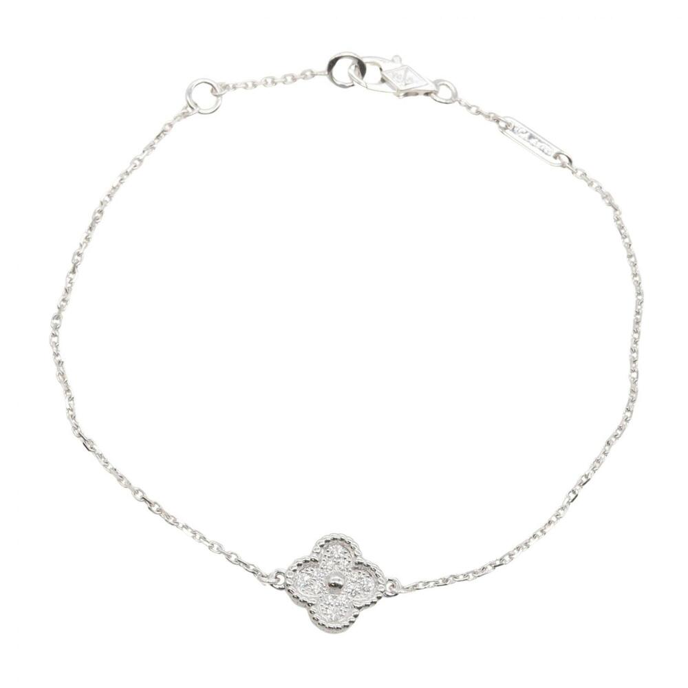 Van Cleef & Arpels Sweet Alhambra Diamond Bracelet, 18K White Gold (18KWG), D...